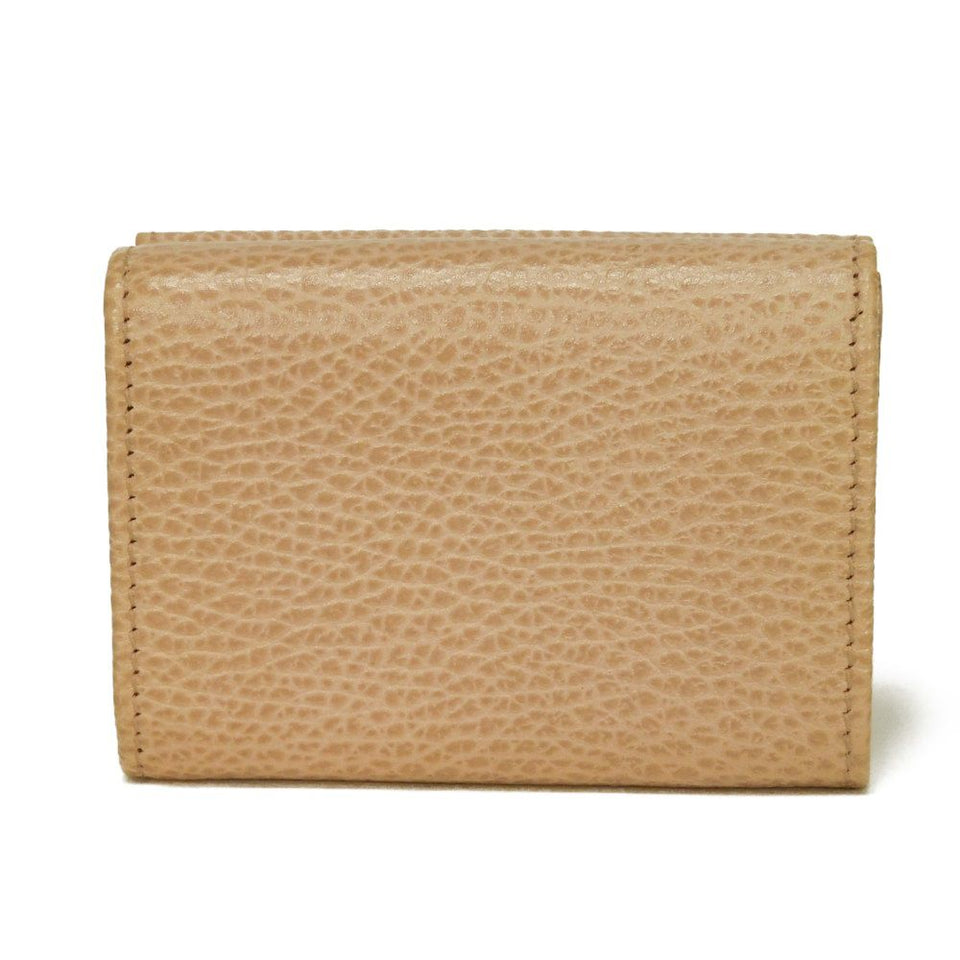 Gucci Tri-fold wallet 735212 Textured leather pink beige GG Marmont Double G Compact Wallet