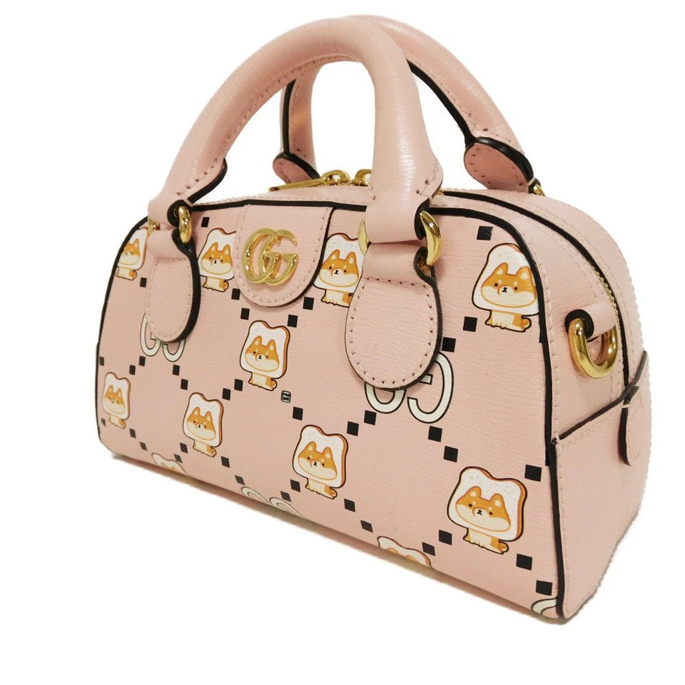 Gucci Handbag 724606 AABUY 8442 Calf leather Light pink GG Offdia Animal Print Mini Bag