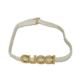 Gucci Necklace 684630 IAAA1 8078 Calf leather white Logo metal logo INTRECCIATO choker