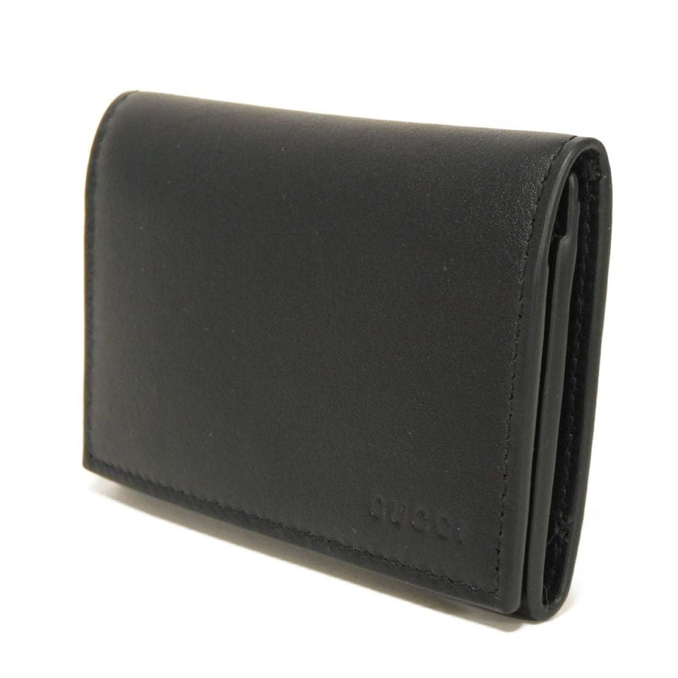 Gucci Card Case 818956 AAEQ8 1000 Smooth calf leather x GG Supreme canvas (polyurethane finish) black GG Supreme GG Emblem Card Holder