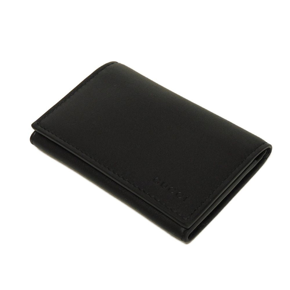 Gucci Card Case 818956 AAEQ8 1000 Smooth calf leather x GG Supreme canvas (polyurethane finish) black GG Supreme GG Emblem Card Holder