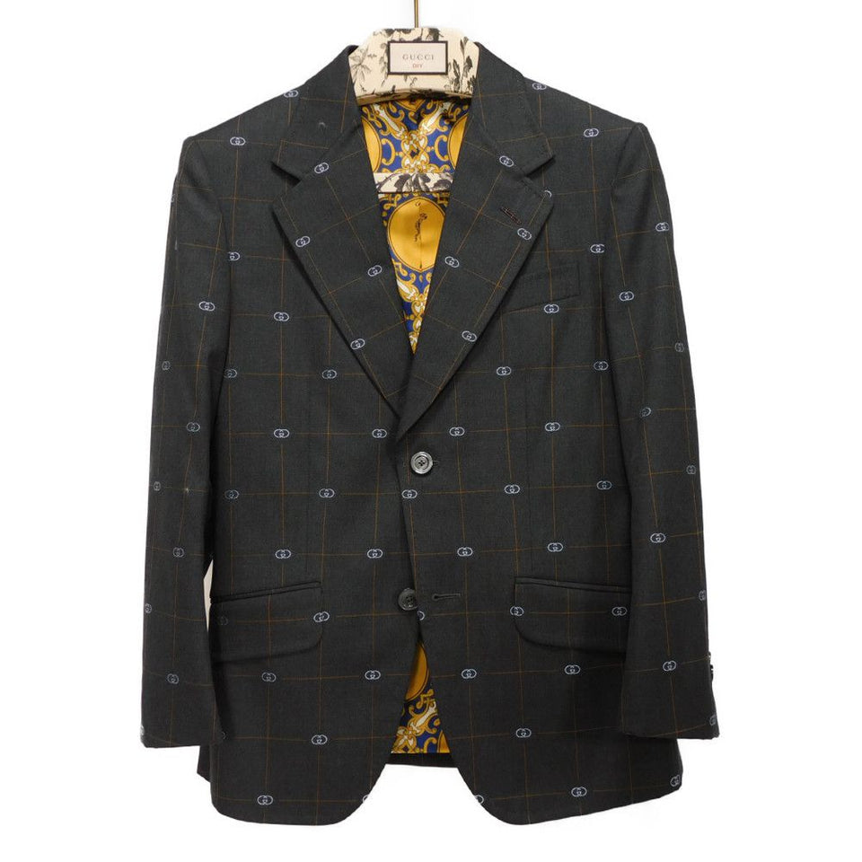 Gucci setup 612839 444307 wool gray DIY Interlocking G suit jacket and pants Upper 7-44C/Lower 7-42R