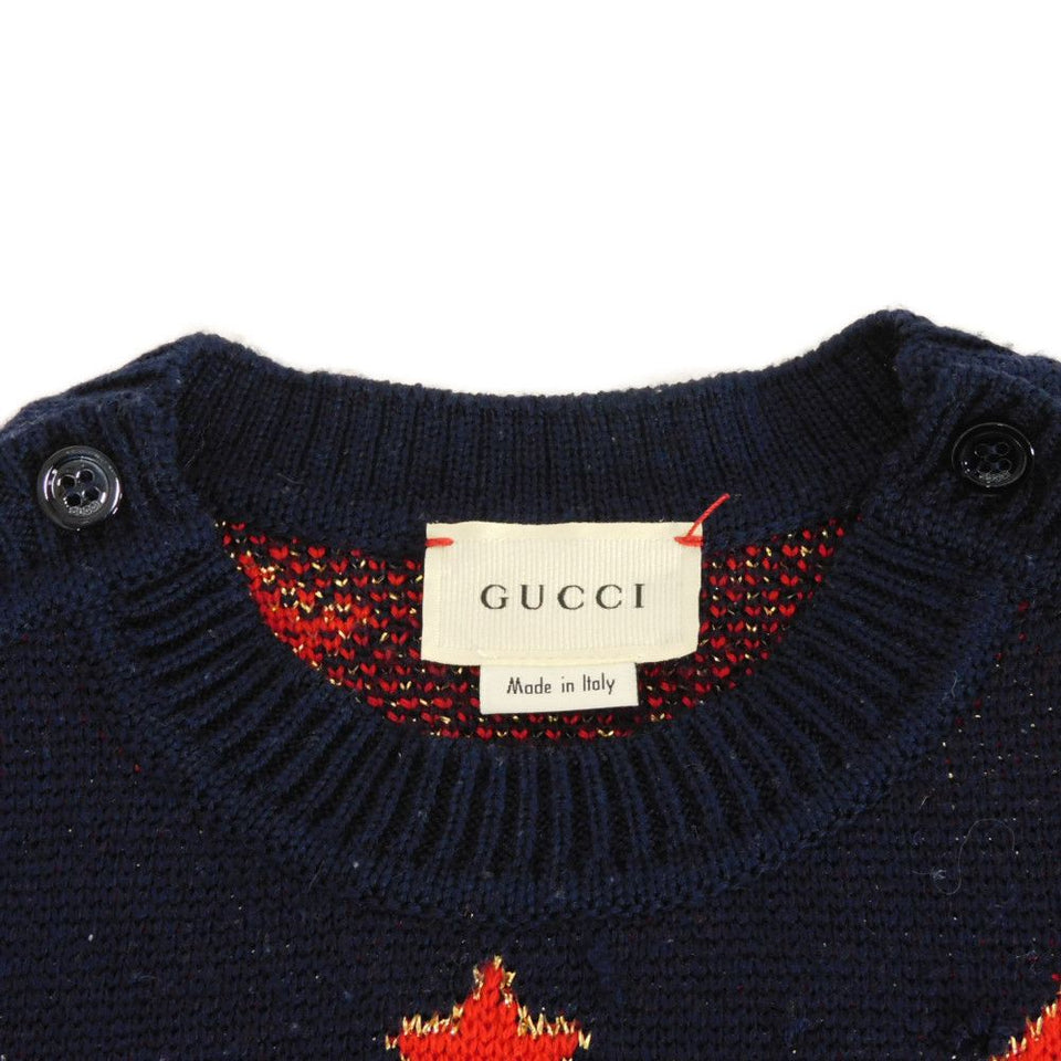 Gucci one piece 621856 XKBGX 4696 wool Navy Chilled license logo star sleeveless knit 8 (130/64)
