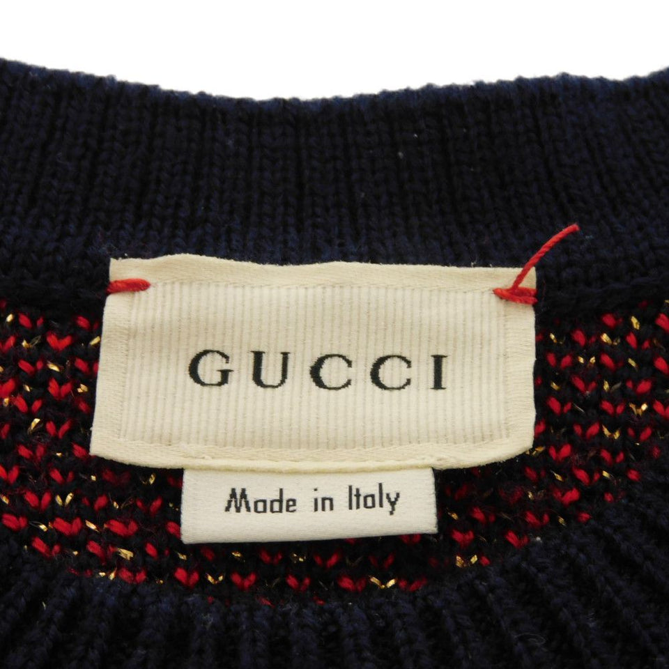 Gucci one piece 621856 XKBGX 4696 wool Navy Chilled license logo star sleeveless knit 8 (130/64)