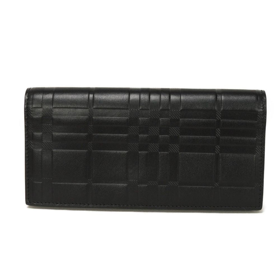 Burberry Long Wallet Purse 8054850 Smooth Calfskin Leather black Logo foil stamping Embossed Check Continental Wallet