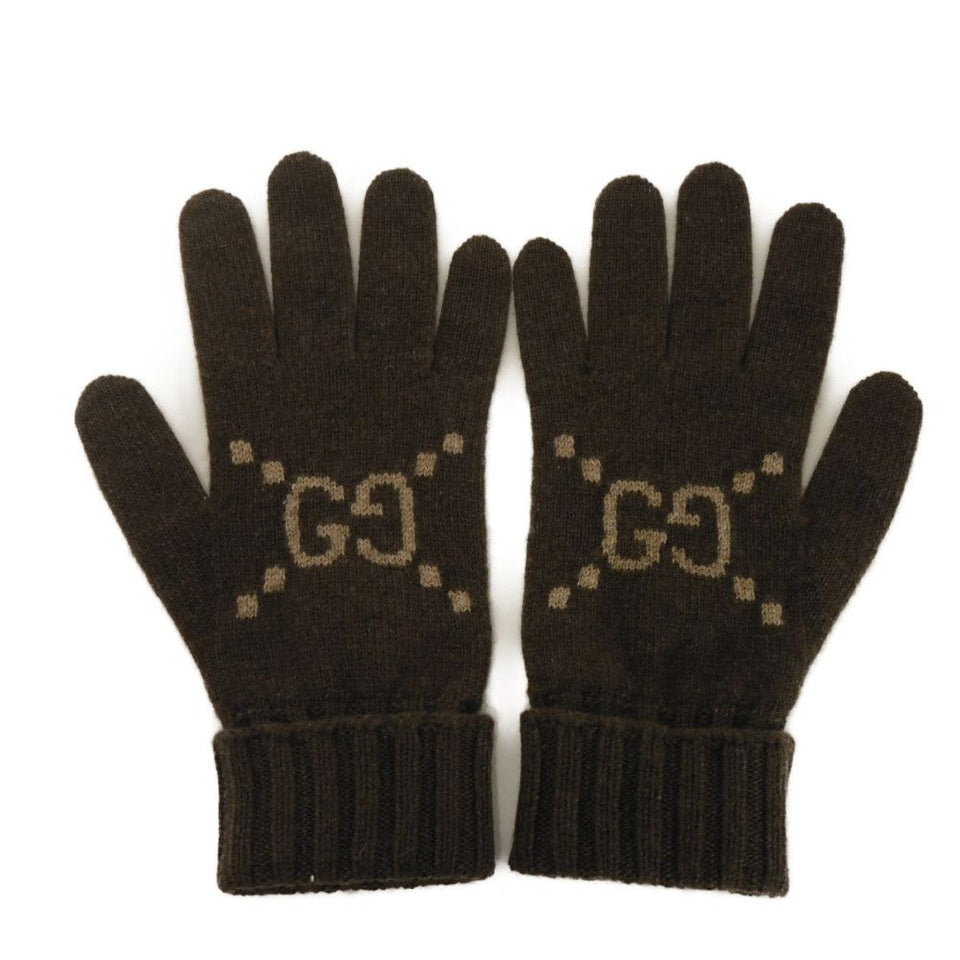 Gucci gloves 813136 4GABX 2579 cashmere light brown Double G GG jacquard gloves