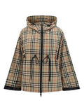 Luxury Burberry WoMen's Back-tone Check Zip-up Hooded Jacket Beige