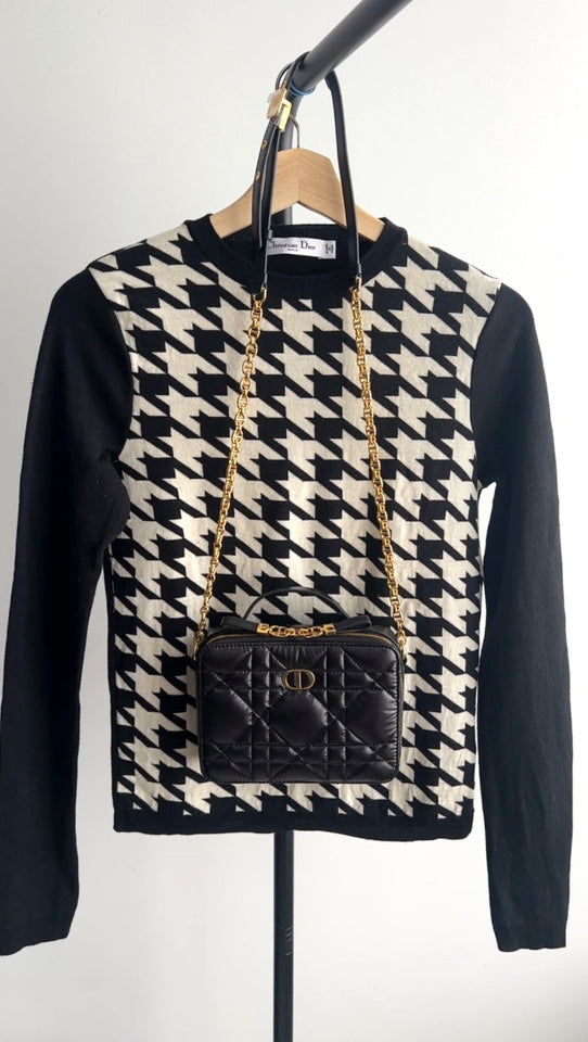 Christian Dior Black and White Houndstooth Knit Pullover - FR38 / 6