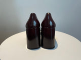 Prada Merlot Kiltie Chain Patent Leather Block-heel Pumps 39