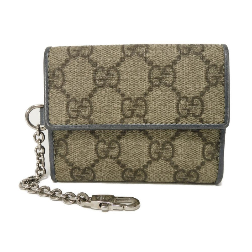 Gucci Tri-fold wallet 256442 GG Supreme canvas (polyurethane finish) x calf leather beige Double G GG Supreme Mini Wallet