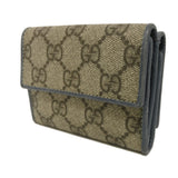 Gucci Tri-fold wallet 256442 GG Supreme canvas (polyurethane finish) x calf leather beige Double G GG Supreme Mini Wallet