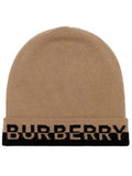 Luxury Burberry Cashmere Intarsia Logo Beanie Brown
