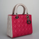 Christian Dior Lady Dior Bag Cannage Medium Handbag in Lambskin Leather  Red White