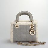 Christian Dior Lady Dior  2020 Mini Suede Shearling Cannage Lady Dior satchel