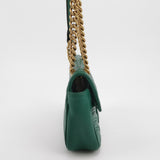 Gucci Marmont Mini Flap Green Calfskin Leather Handbag Gold Hardware