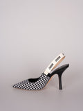 Dior J'ADior Sandals in Black and White Houndstooth Canvas Size 38