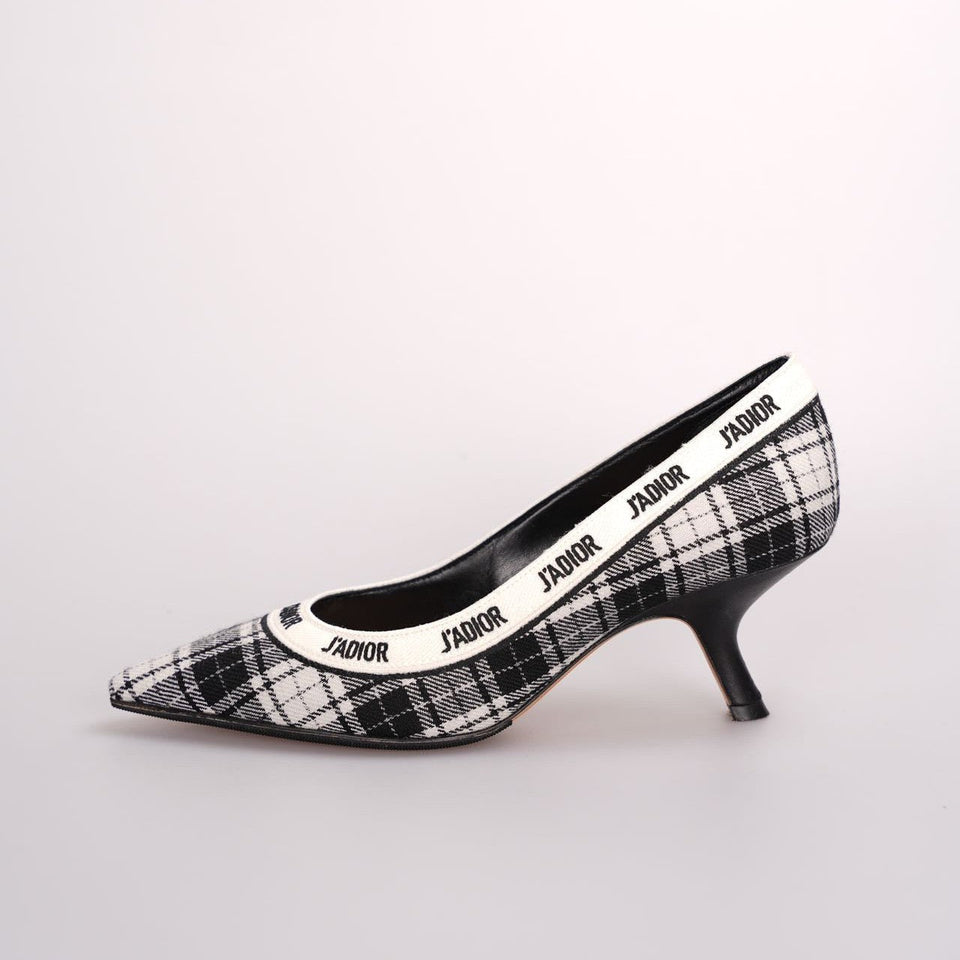 Dior Canvas Ribbon Tartan Print Embroidered J'ADior Pumps
