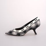 Dior Canvas Ribbon Tartan Print Embroidered J'ADior Pumps