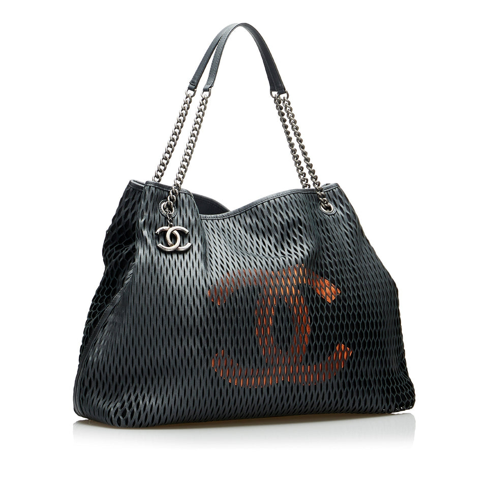 Chanel Black CC Perforated Leather Tote Bag – Bags Junction