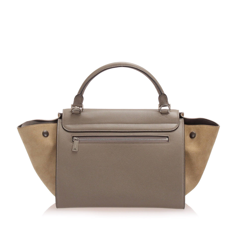 Trapeze Leather Satchel Brown