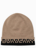 Luxury Burberry Cashmere Intarsia Logo Beanie Brown