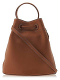 Luxury Burberry TB Logo Leather Small Bucket Bag Brown