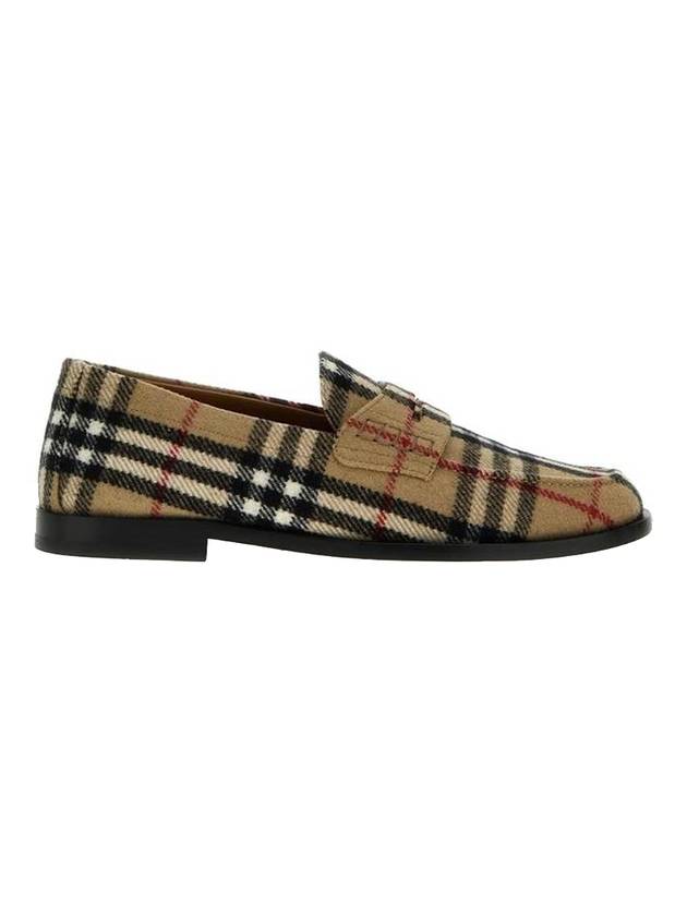 Luxury Burberry Checked Wool Loafers Archive Beige