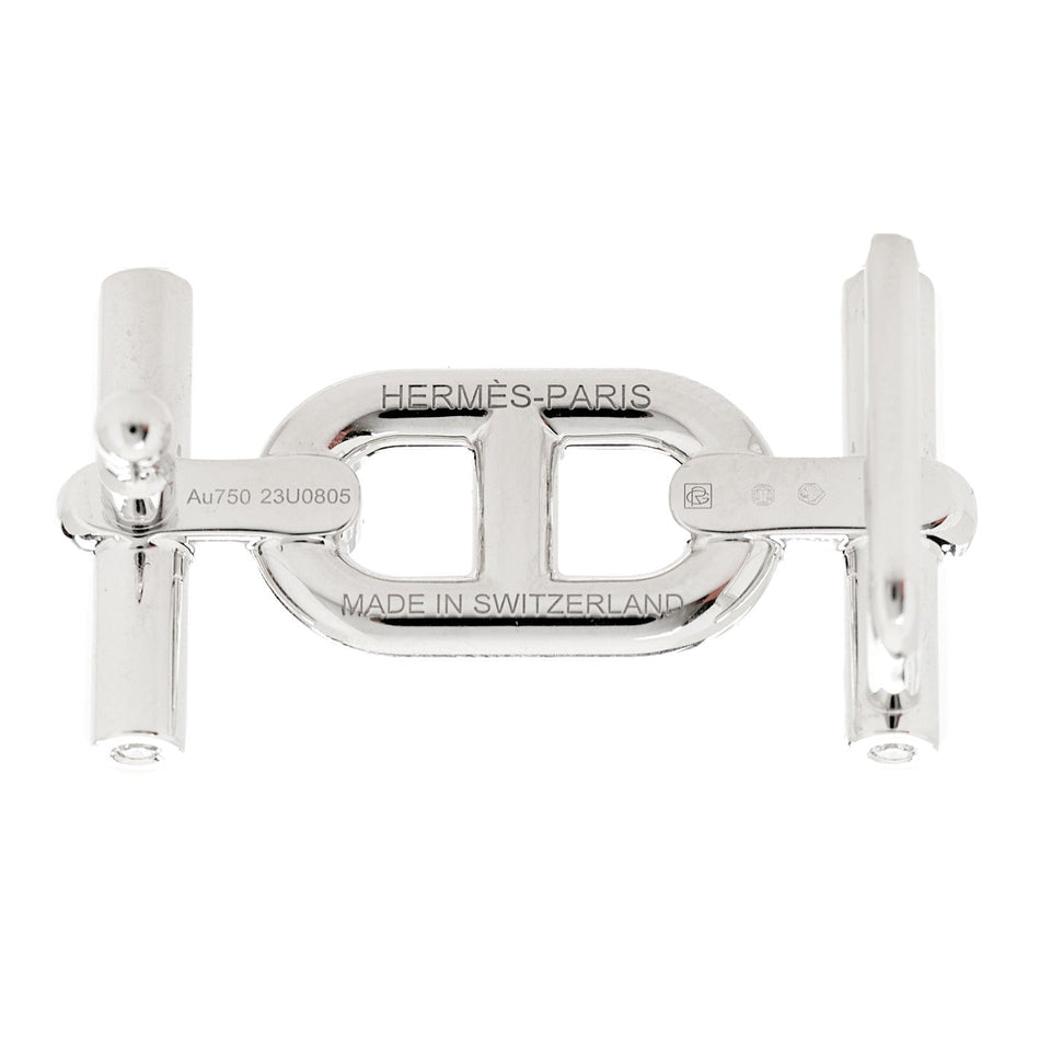 Hermes Swift Epsom 18K White Gold Diamond 13mm Ancre Belt 85 34 Black Gold