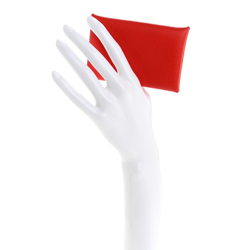 Hermes Epsom Calvi Card Case Rouge Piment