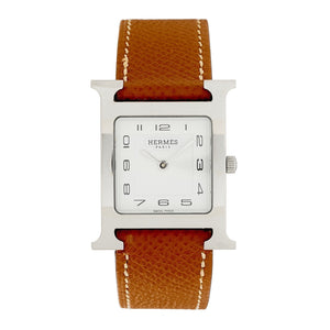 Hermes Stainless Steel Epsom 26mm Heure H Hour Quartz Watch  Gold