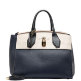 Louis Vuitton City Steamer MM Handbag Navy Beige Calf