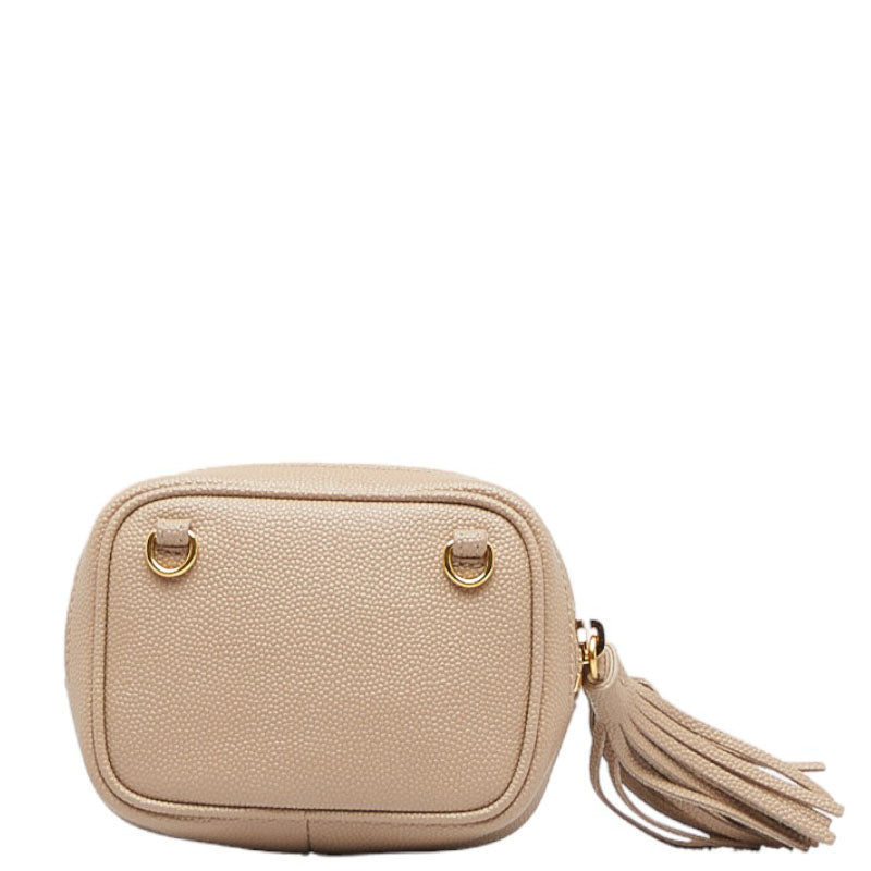 Saint Laurent- Mini Chain Shoulder Bag Beige Gold Leather