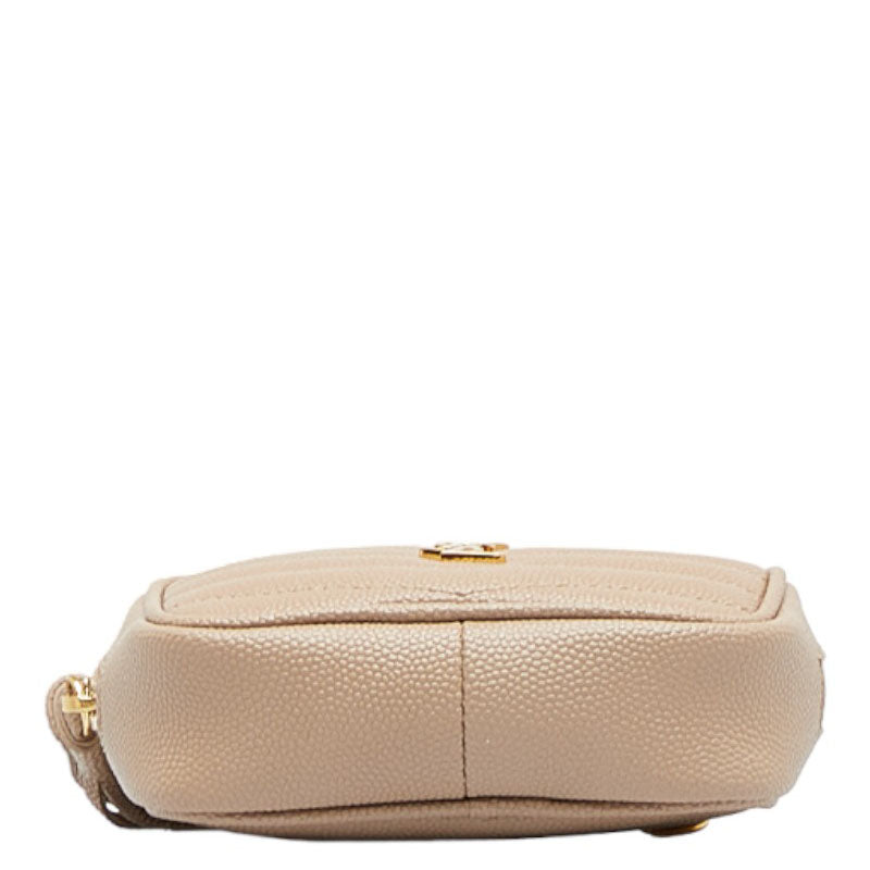 Saint Laurent- Mini Chain Shoulder Bag Beige Gold Leather