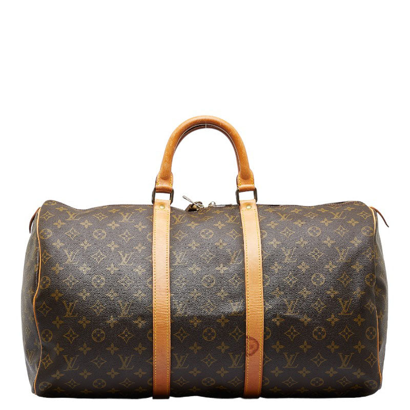 Louis Vuitton Monogram Keepall 50 Boston Bag Brown PVC Leather Louis Vuitton