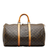 Louis Vuitton Monogram Keepall 50 Boston Bag Brown PVC Leather Louis Vuitton