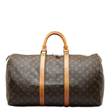 Louis Vuitton Monogram Keepall 50 Boston Bag Brown PVC Leather Louis Vuitton