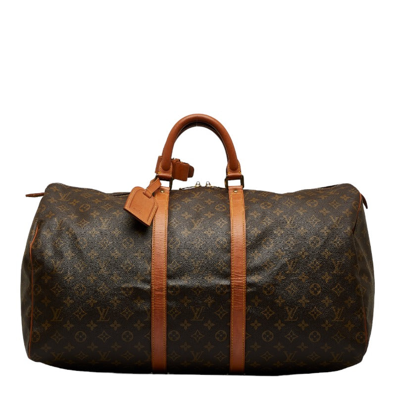 Louis Vuitton Monogram Keepall 55 Boston Bag Travel Bag Brown PVC Leather Louis Vuitton