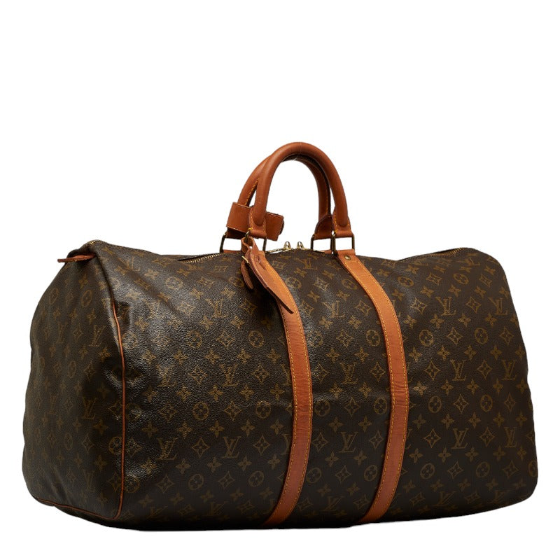 Louis Vuitton Monogram Keepall 55 Boston Bag Travel Bag Brown PVC Leather Louis Vuitton