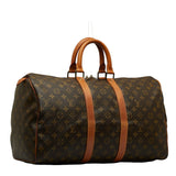 Louis Vuitton Monogram Keepall 45 Boston Bag Brown PVC Leather Louis Vuitton
