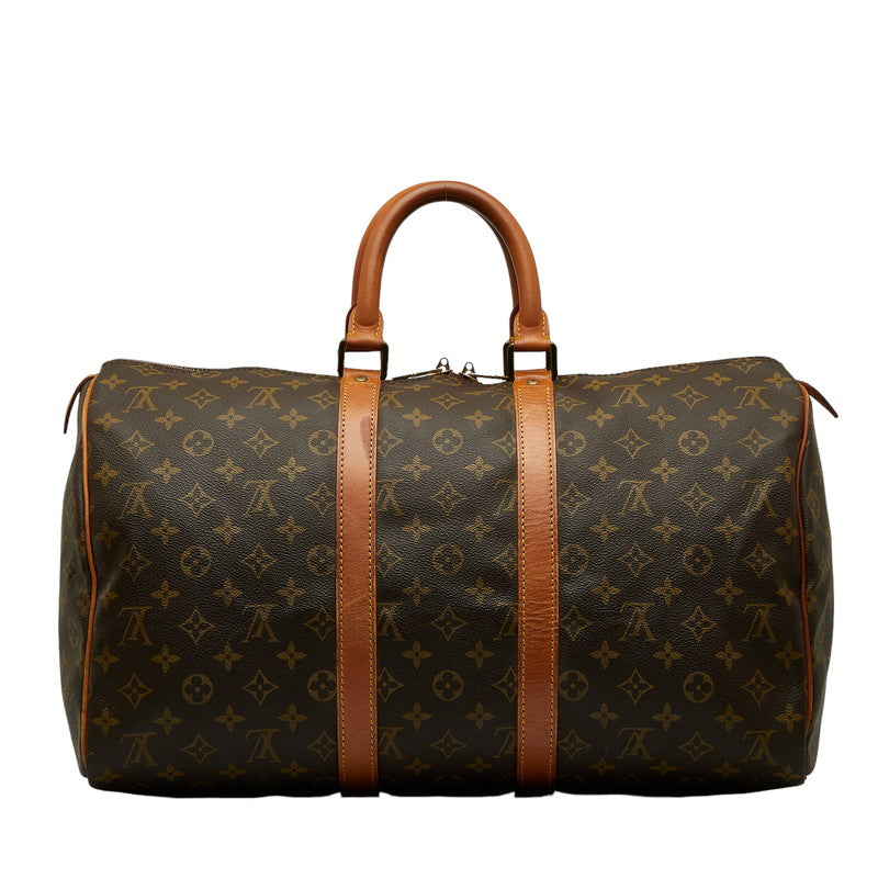 Louis Vuitton Monogram Keepall 45 Boston Bag Brown PVC Leather Louis Vuitton