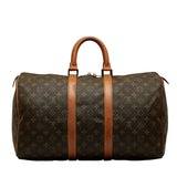 Louis Vuitton Monogram Keepall 45 Boston Bag Brown PVC Leather Louis Vuitton