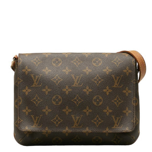 Louis Vuitton Monogram Shoulder Bag Leather Brown