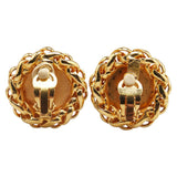 Chanel Coco Mark Wheat Motif Round Earrings