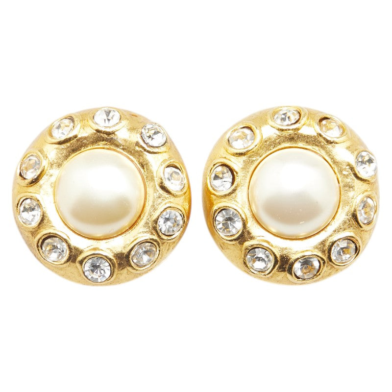 Chanel Rhinestone Faux Pearl Earrings