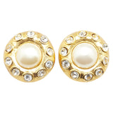 Chanel Rhinestone Faux Pearl Earrings