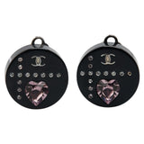 Chanel Coco Mark Rhinestone Heart Earrings
