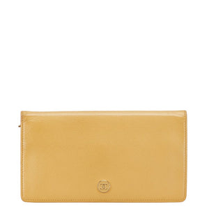 Chanel Coco Button Leather Long Wallet