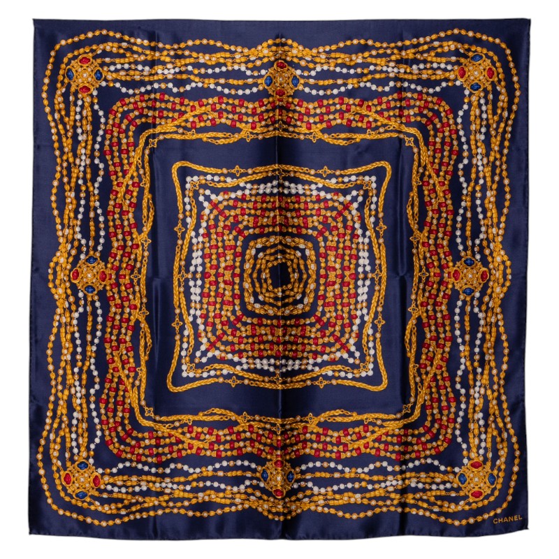 Chanel Jewelry Pattern Silk Scarf