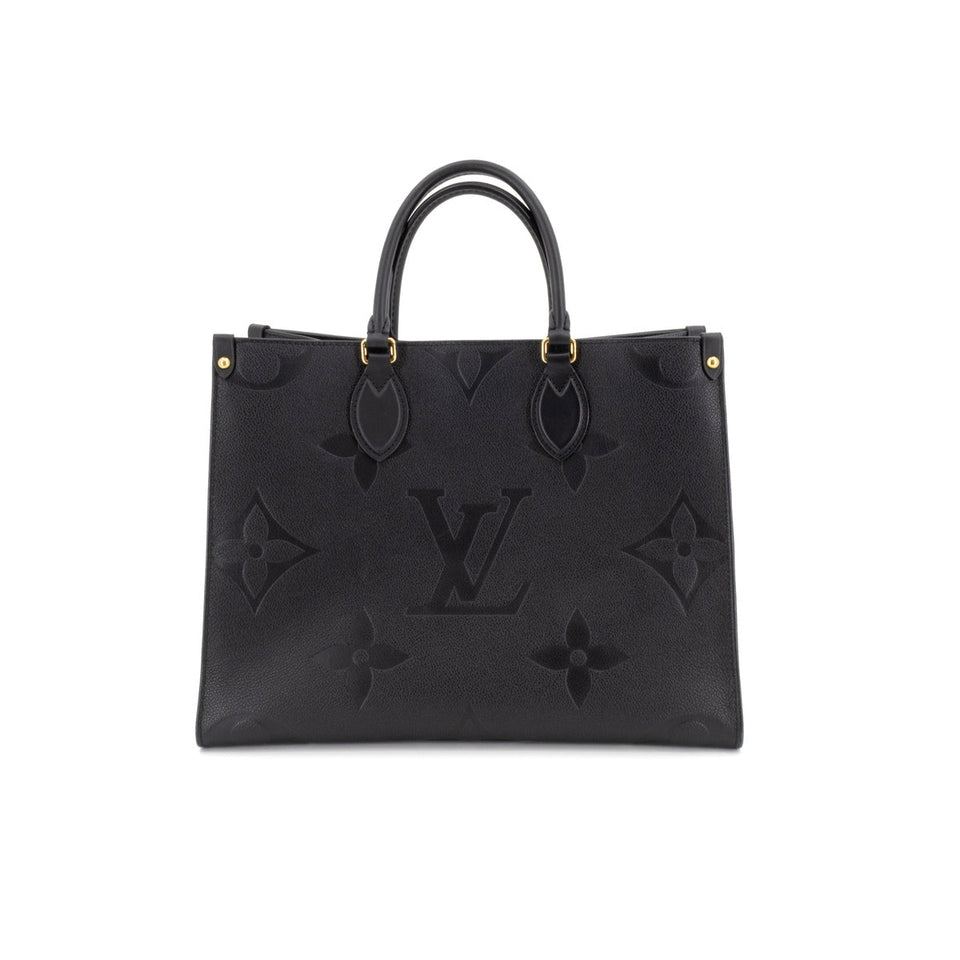 Louis Vuitton On The Go MM Shoulder Bag Monogram Implant Leather Black