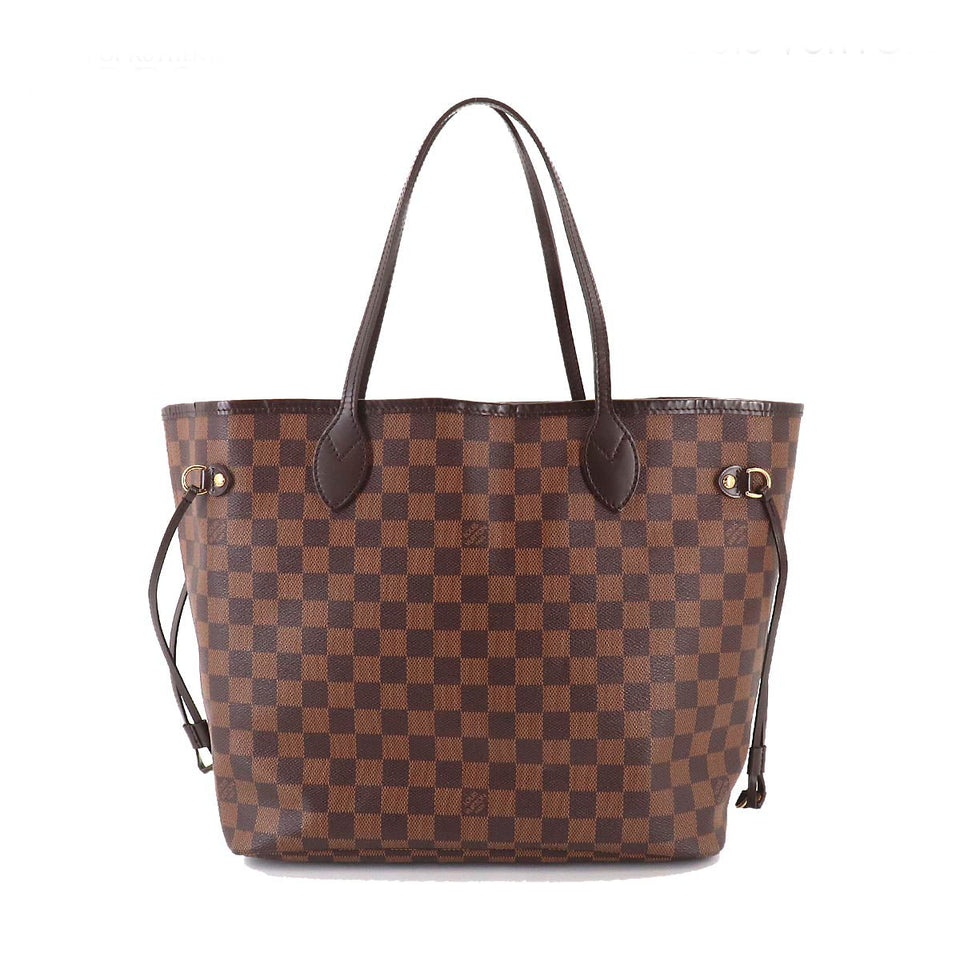 Louis Vuitton Damier Neverfull MM Tote Bag Ebene Cerise Brown Gold Hardware